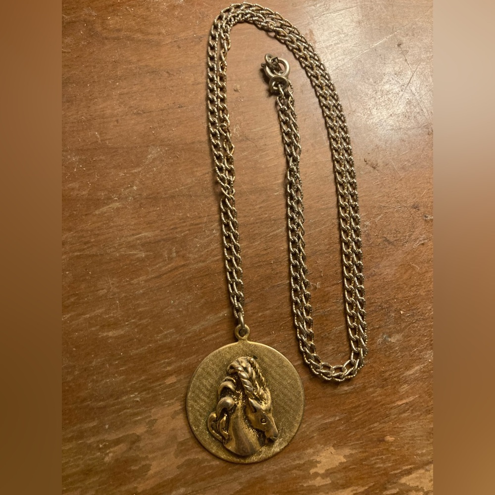 Vintage Gold Horse Necklace